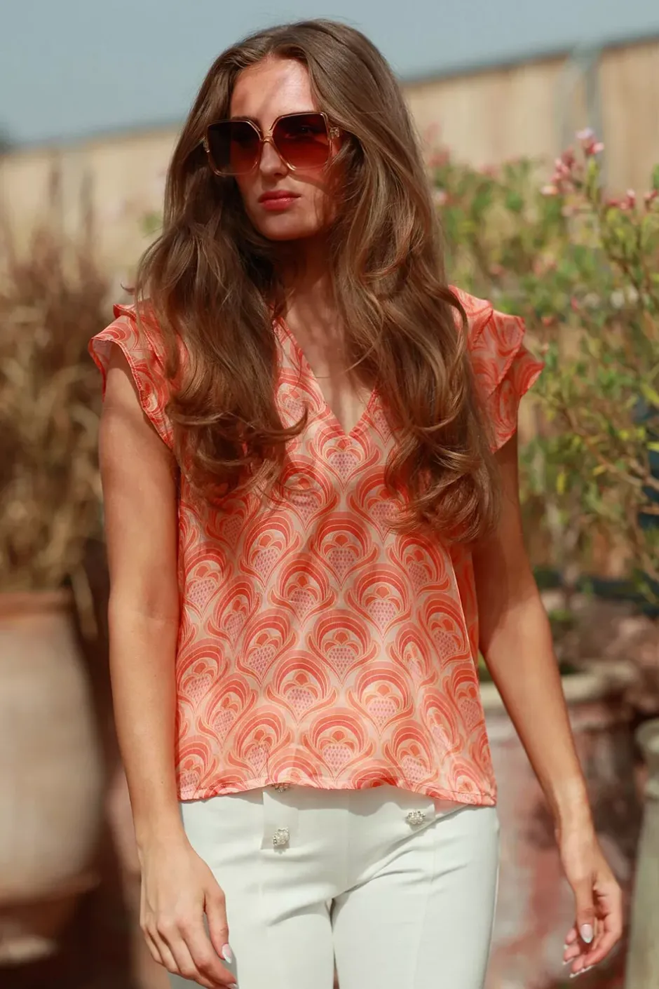 Ella Blouse Peach Fan^NECTAR Best
