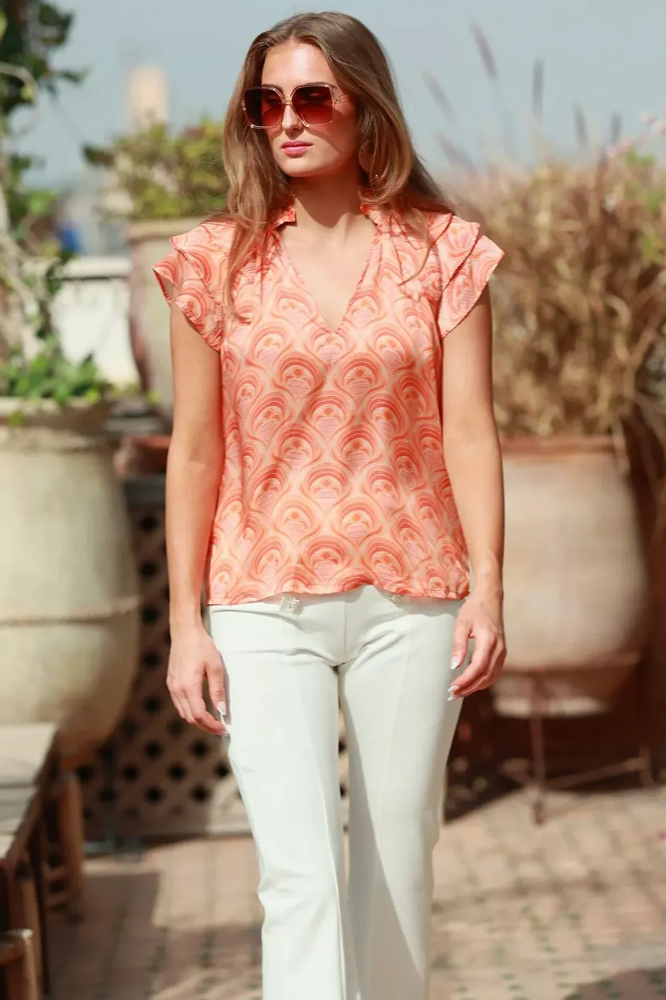 Ella Blouse Peach Fan^NECTAR Best