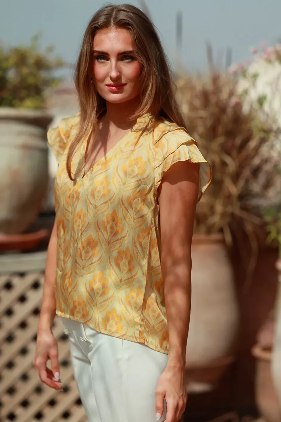Ella Blouse Yellow Fan^NECTAR Outlet