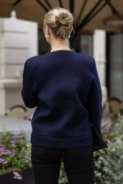 Embellished Knit Cardigan Navy^CARMA Sale