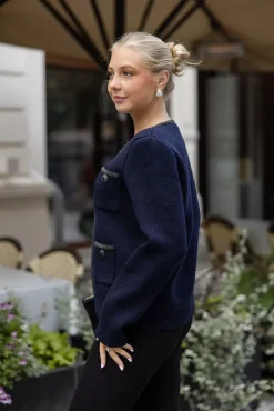 Embellished Knit Cardigan Navy^CARMA Sale