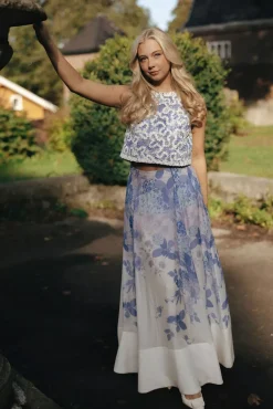 Embroidered Top Blue Bloom^BY TIMO Sale