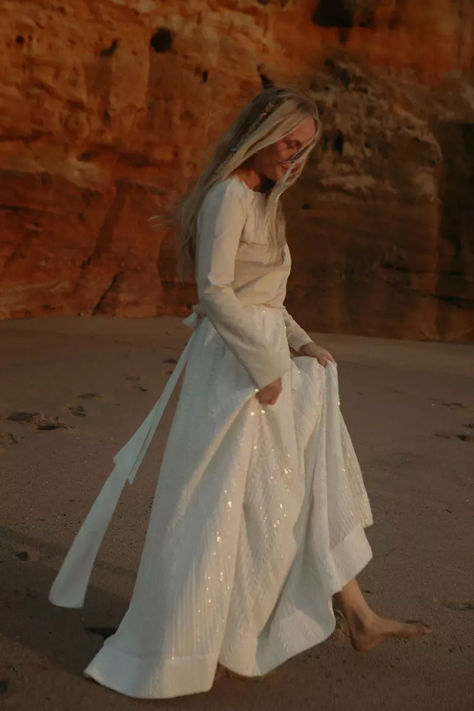 Extraordinary Long Sequin Skirt Offwhite^CONFETTIBIRD Discount