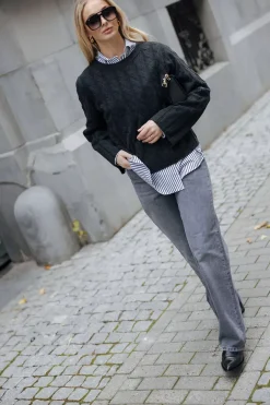 Faded Cable Knit Graphite Grey^CARMA Fashion