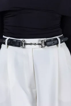 Gadia Leather Belt Black Silver Details^ANDIATA Outlet