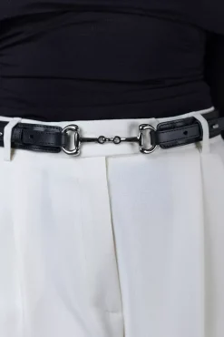 Gadia Leather Belt Black Silver Details^ANDIATA Outlet