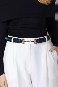 Gadia Leather Belt Black Golden Details^ANDIATA Clearance