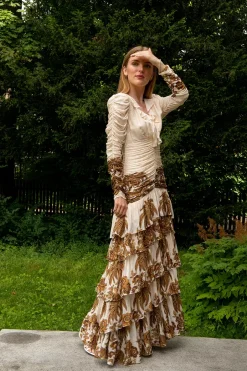 Georgette Flounce Gown Palms^CARMA Best