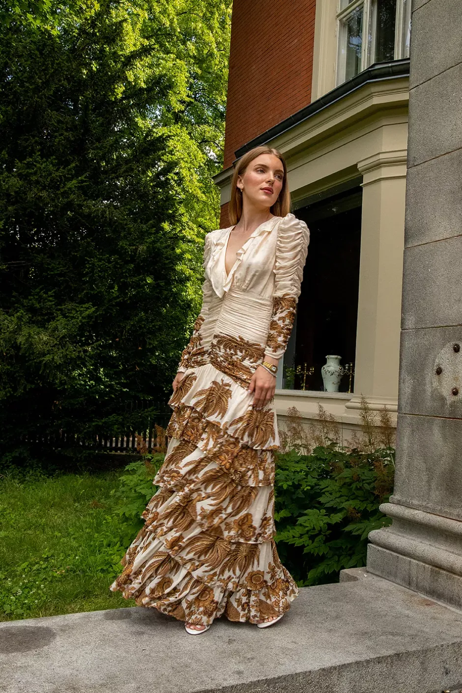 Georgette Flounce Gown Palms^CARMA Best