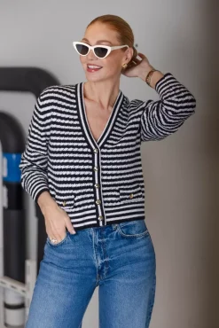 Gwen Cardigan Black And Ivory Stripe^ANINE BING Best
