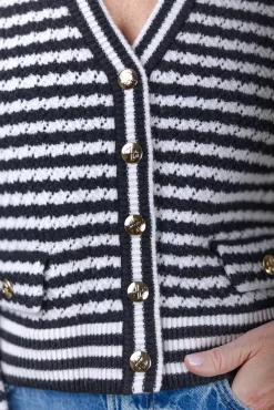 Gwen Cardigan Black And Ivory Stripe^ANINE BING Best