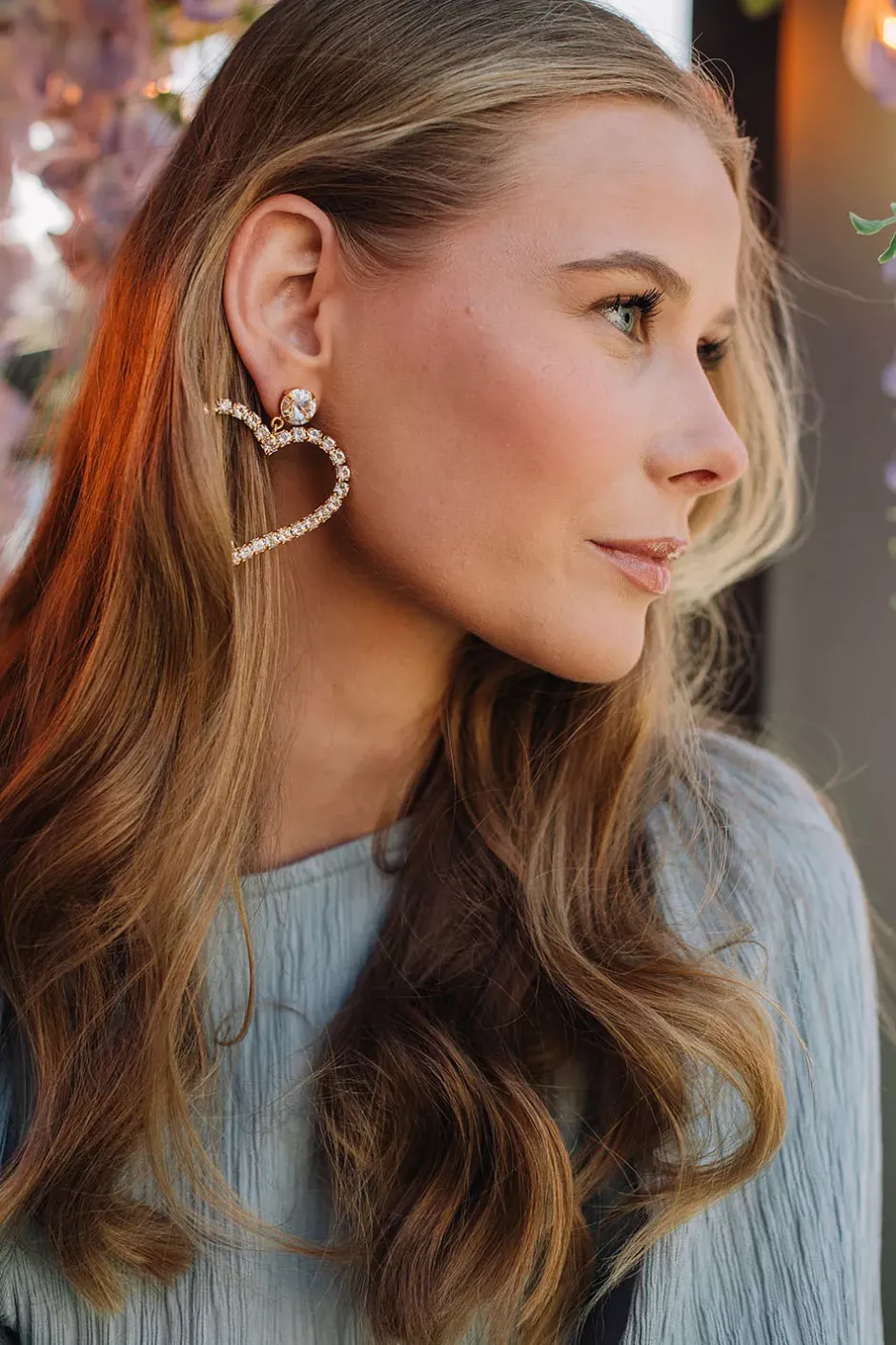 Heart Statement Earrings Gold Crystal^CAROLINE SVEDBOM Clearance