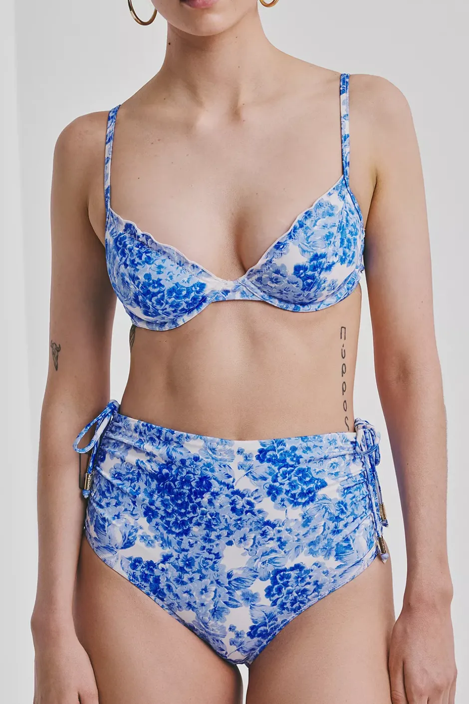 High-Waisted Bikini Bottom Azure Meadow^BY TIMO Clearance