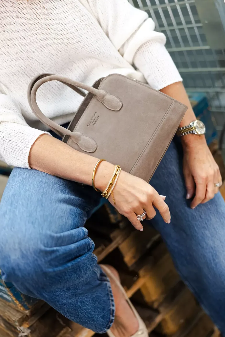 x Jim Rickey HiiL Tote Small Suede Elephant^HIIL STUDIO Outlet