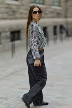 Houndstooth Crystal Trim Jacket Black And White^SELF-PORTRAIT Fashion