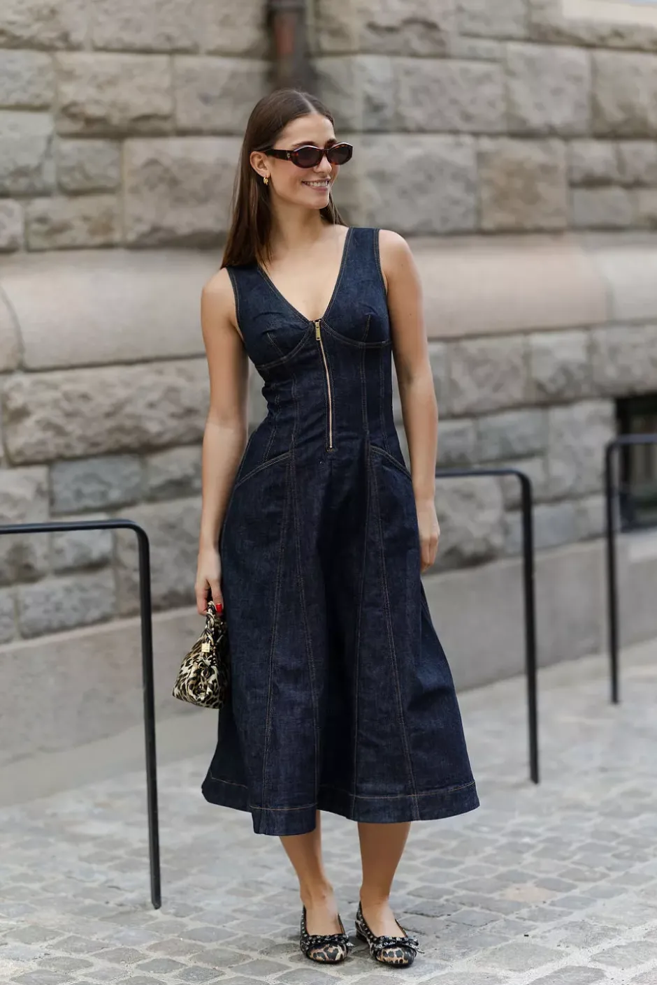 Indigo Denim Midi Dress Blue^SELF-PORTRAIT Online