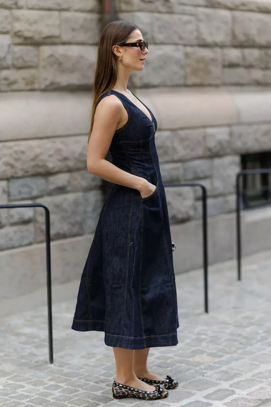 Indigo Denim Midi Dress Blue^SELF-PORTRAIT Online