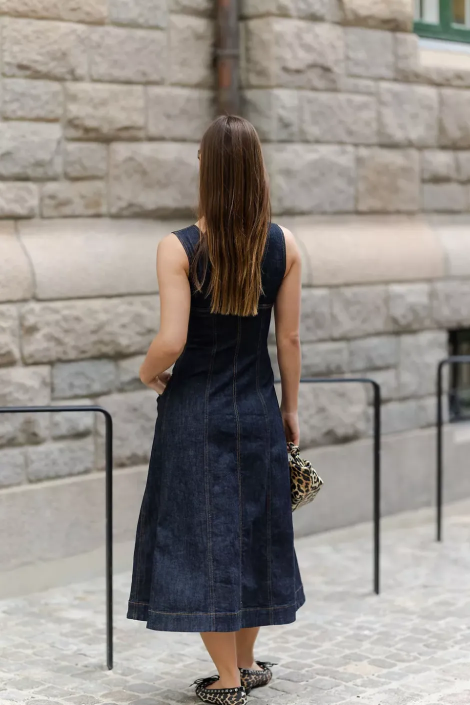 Indigo Denim Midi Dress Blue^SELF-PORTRAIT Online