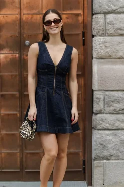 Indigo Denim Mini Dress Blue^SELF-PORTRAIT Best