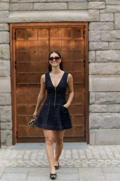 Indigo Denim Mini Dress Blue^SELF-PORTRAIT Best