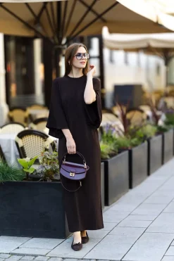 Jersey Kimono Dress Chocolate Brown^DAGMAR Fashion
