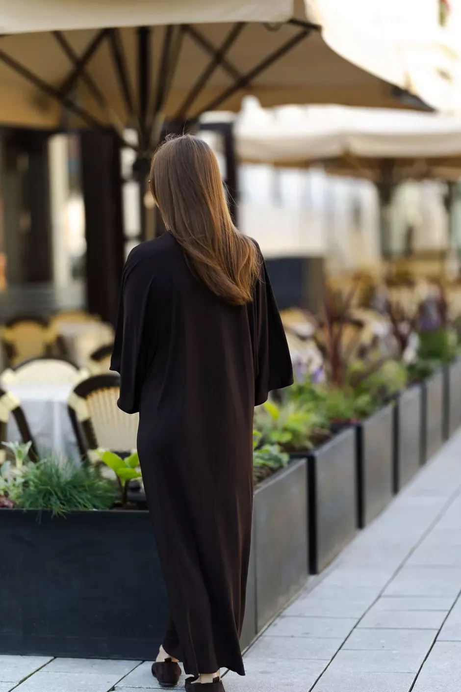 Jersey Kimono Dress Chocolate Brown^DAGMAR Fashion