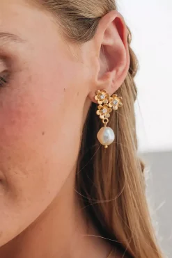 Juni Earrings Gold Pearl/Crystal^CAROLINE SVEDBOM Online