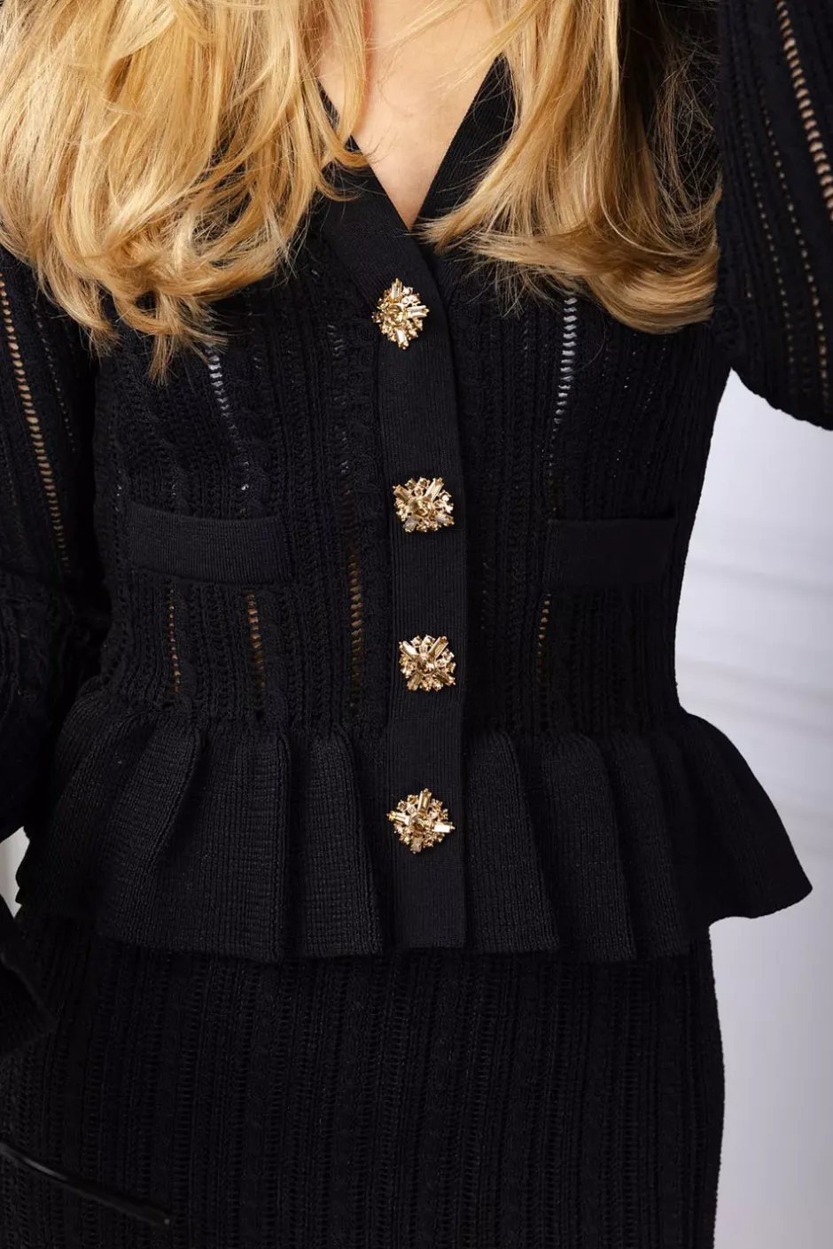 Knit Peplum Midi Dress Black^SELF-PORTRAIT Best
