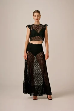 Lace Midi Skirt Black^BY TIMO Discount
