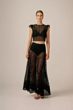 Lace Midi Skirt Black^BY TIMO Discount