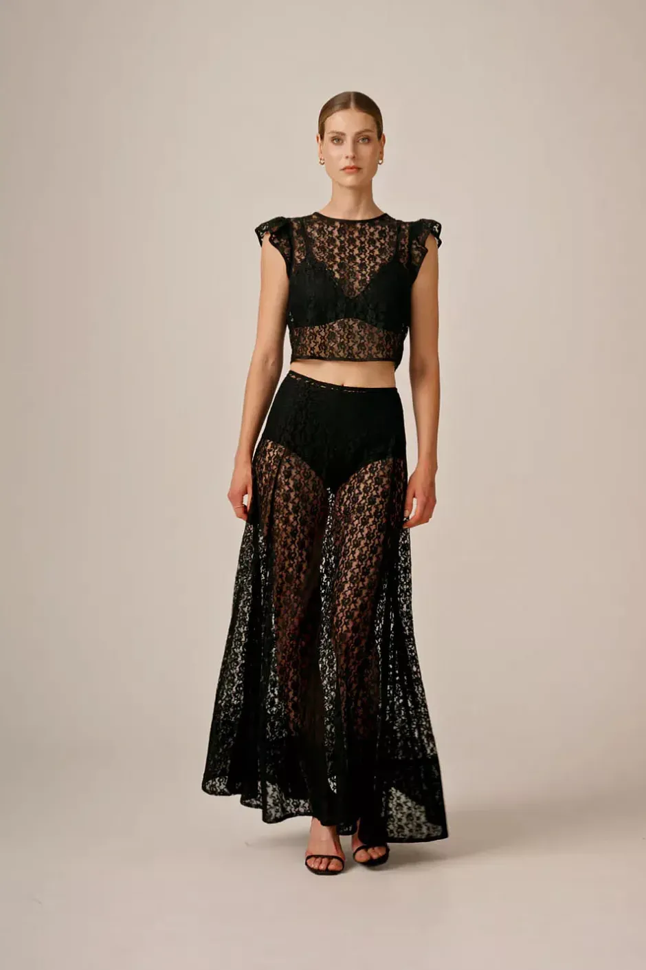 Lace Midi Skirt Black^BY TIMO Discount