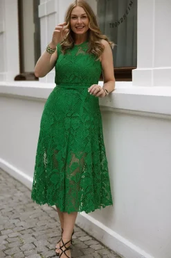 Lace Sleeveless Midi Dress Green^CARMA Sale
