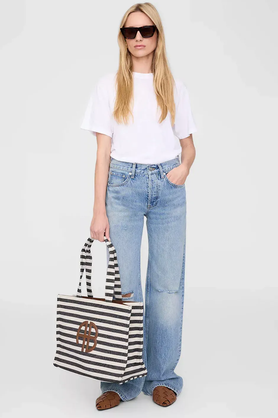 Lara Tote Black And Natural Stripe^ANINE BING Hot
