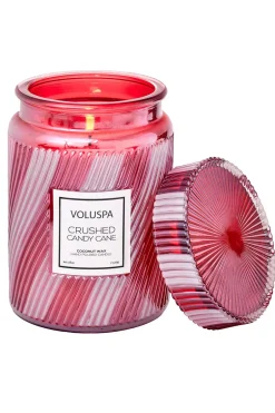 Large Glass Jar W. Glass Lid 100t Crushed Candy Cane^VOLUSPA Clearance
