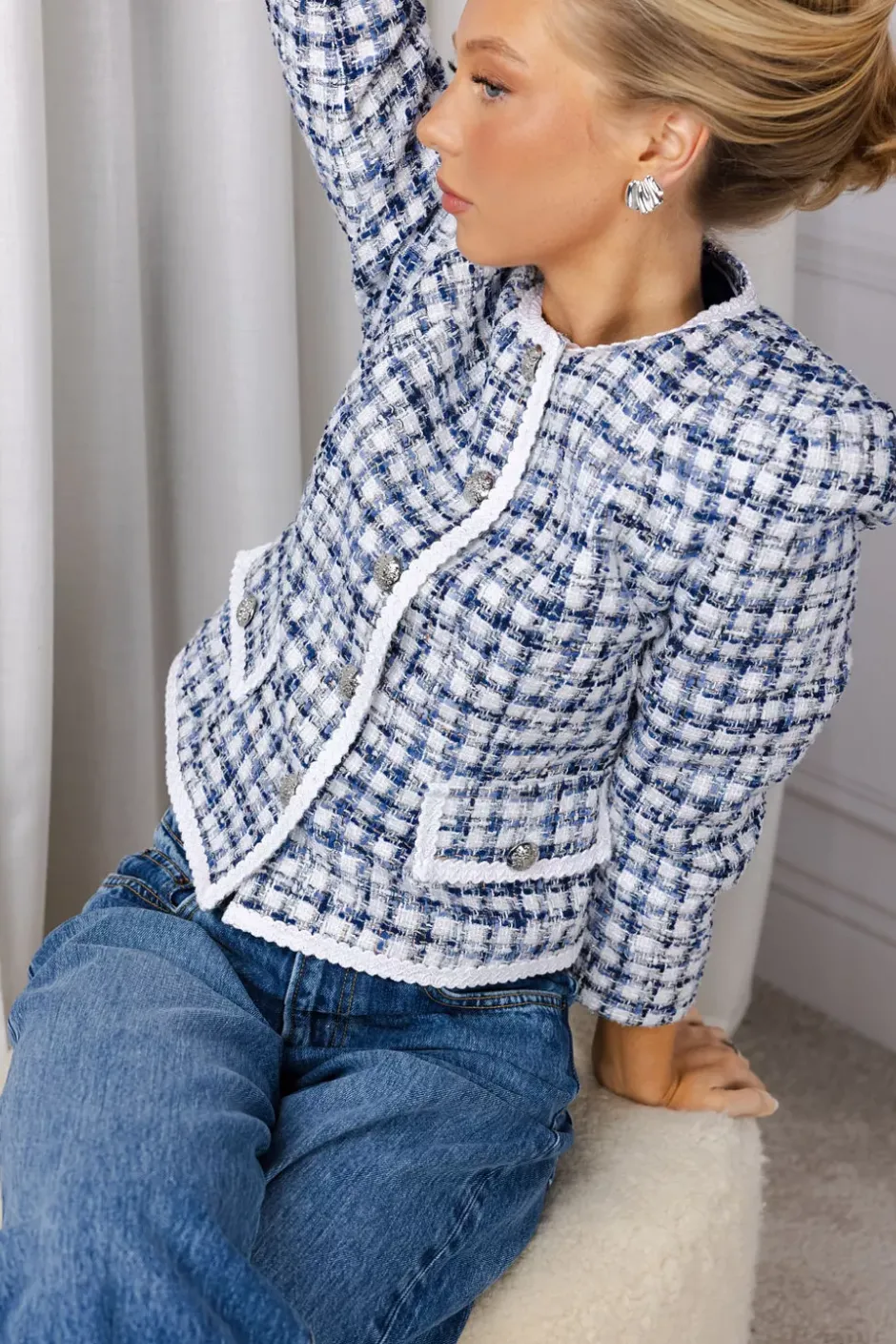 Lesley 2 Blazer Blue Check^ANDIATA Hot