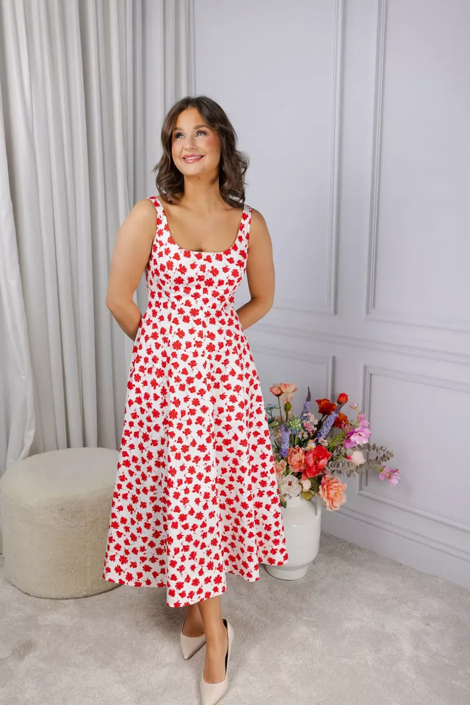Leya Dress Red Florals^ANDIATA Clearance