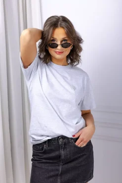 Lili Tee Framed Monogram Heather Grey^ANINE BING Outlet