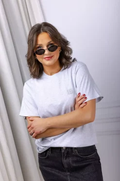 Lili Tee Framed Monogram Heather Grey^ANINE BING Outlet