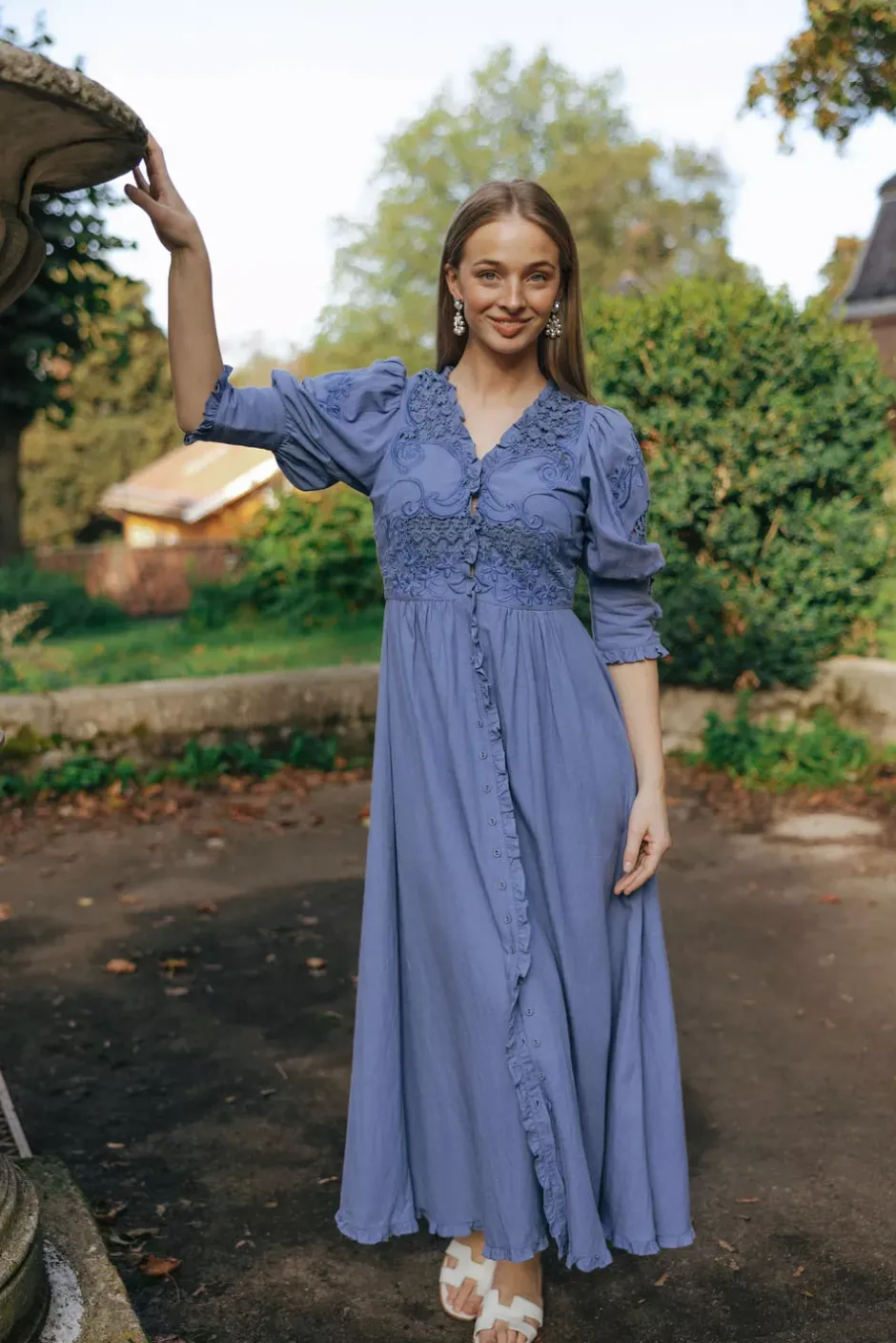 Linen Button-Down Dress French Blue^BY TIMO Online