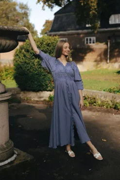 Linen Button-Down Dress French Blue^BY TIMO Online