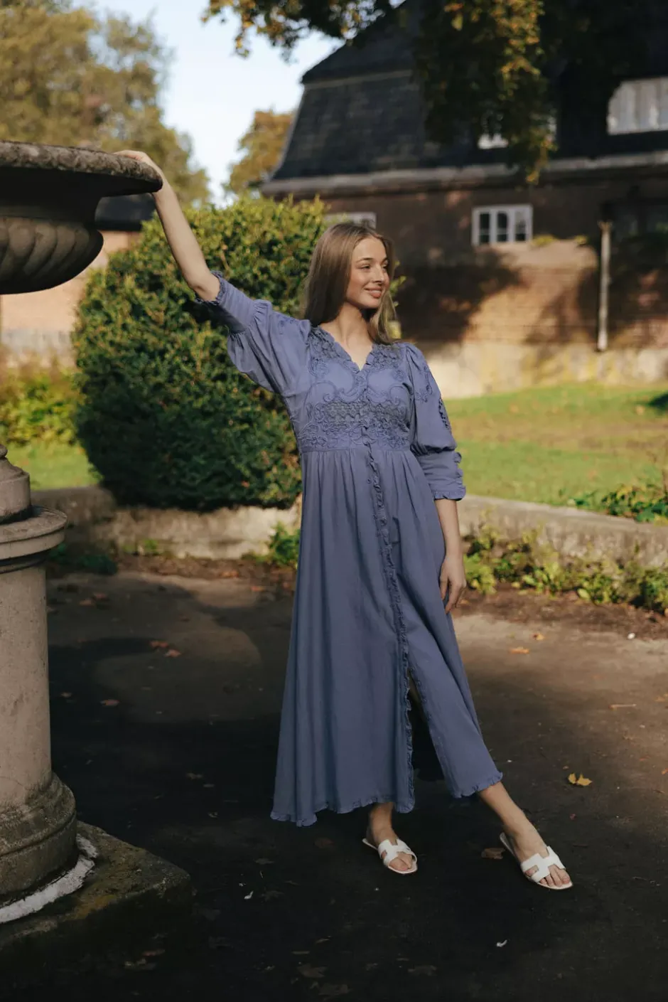 Linen Button-Down Dress French Blue^BY TIMO Online