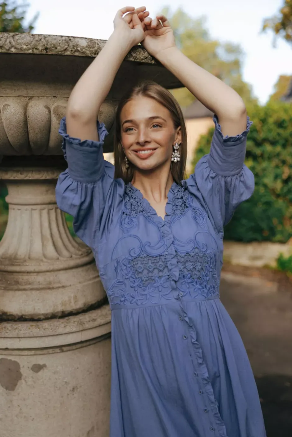 Linen Button-Down Dress French Blue^BY TIMO Online