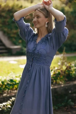 Linen Button-Down Dress French Blue^BY TIMO Online