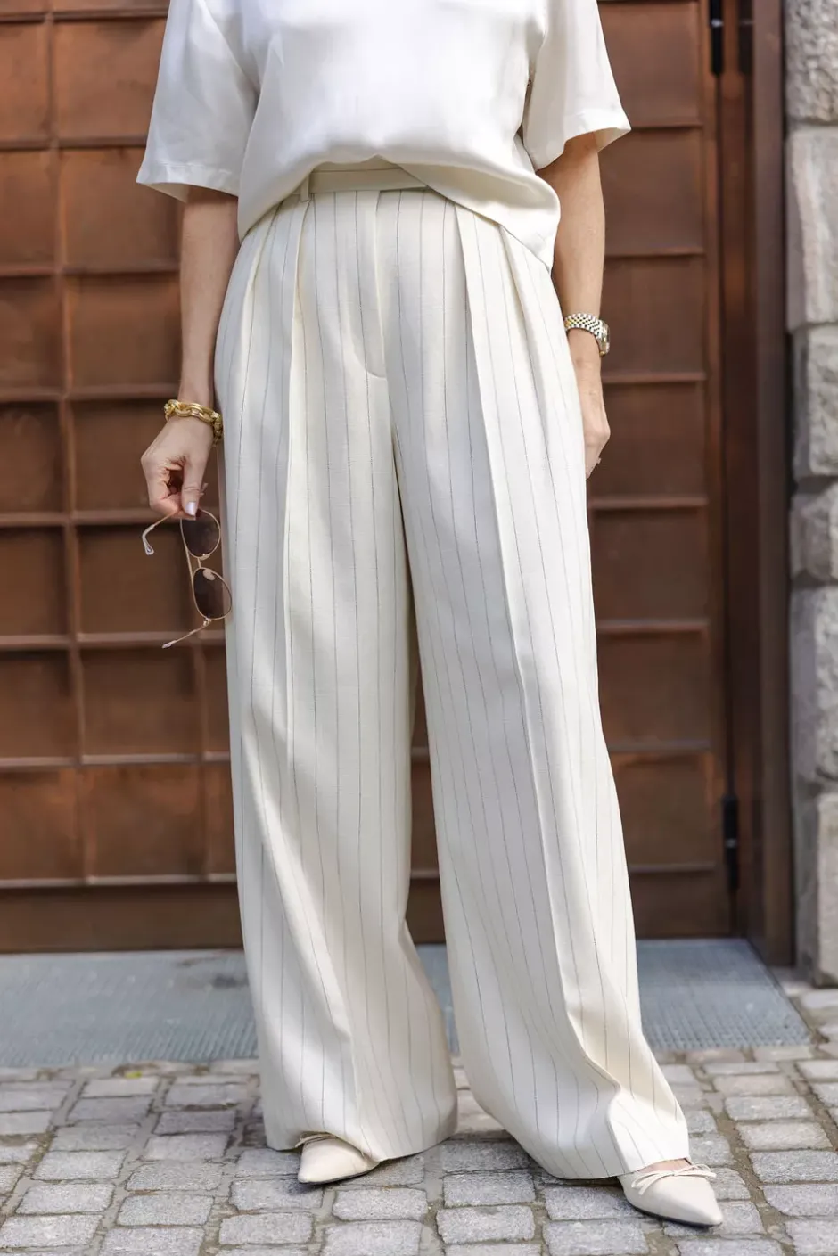 Lou Trouser Cream And Black Stripe^ANINE BING Discount
