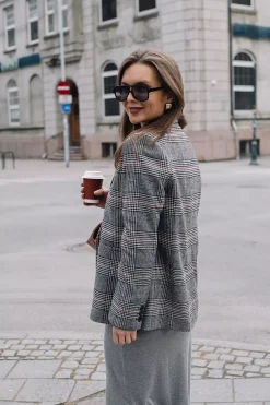 Madeleine Blazer Grey And Red Plaid^ANINE BING Sale