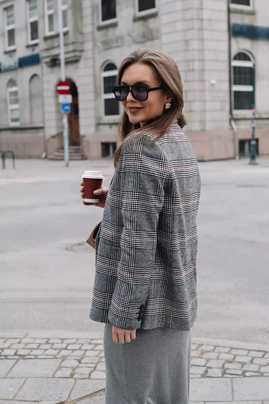 Madeleine Blazer Grey And Red Plaid^ANINE BING Sale
