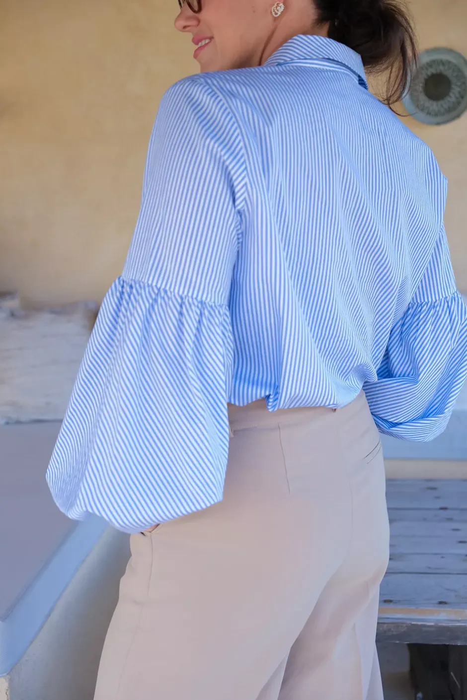 Maya Shirt Light Blue Striped^HIIL STUDIO Clearance