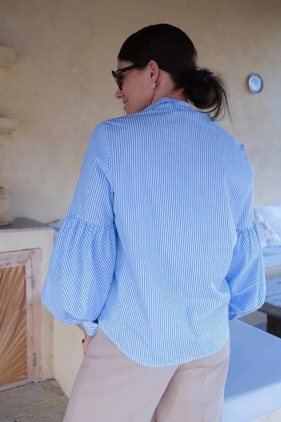Maya Shirt Light Blue Striped^HIIL STUDIO Clearance