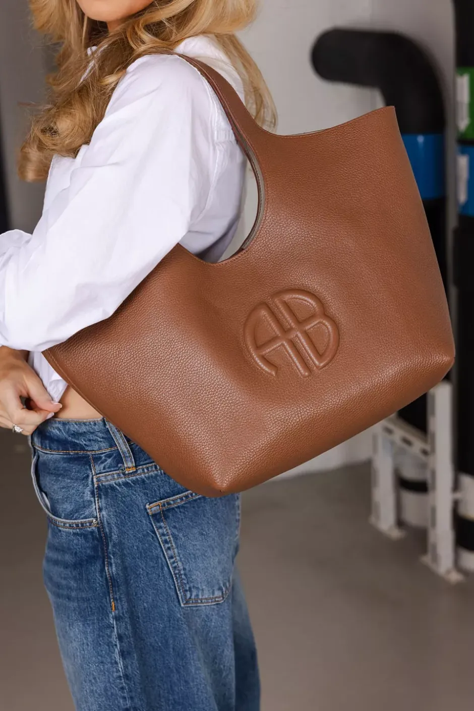 Medium Lili Tote Cognac Pebbled^ANINE BING Best