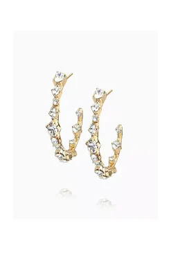Mini Antonia Earrings Gold Crystal^CAROLINE SVEDBOM New